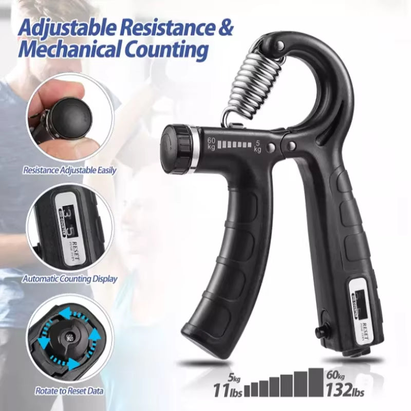 5-60KG Grip Strength Trainer Sport Hand Strengthener Adjustable Forearm Trainer Forearm Finger Exerciser for Muscle Building